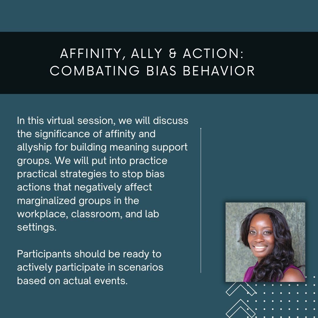 Flyer for Affinity, Ally and Action- Combating Bias Behavior Workshop