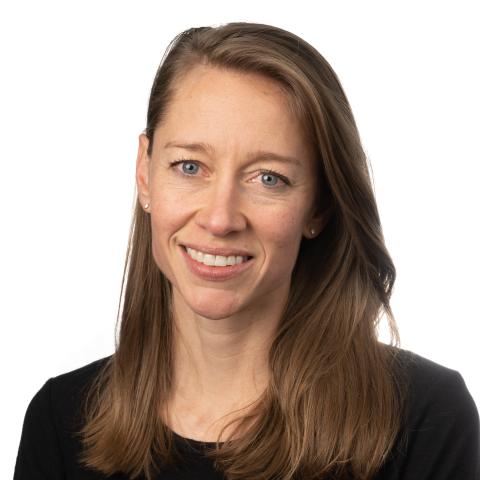 A woman with a black shirt against a white background