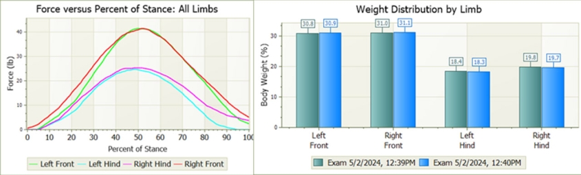 Weight distribution graphs showing the high-tech tools available to the service