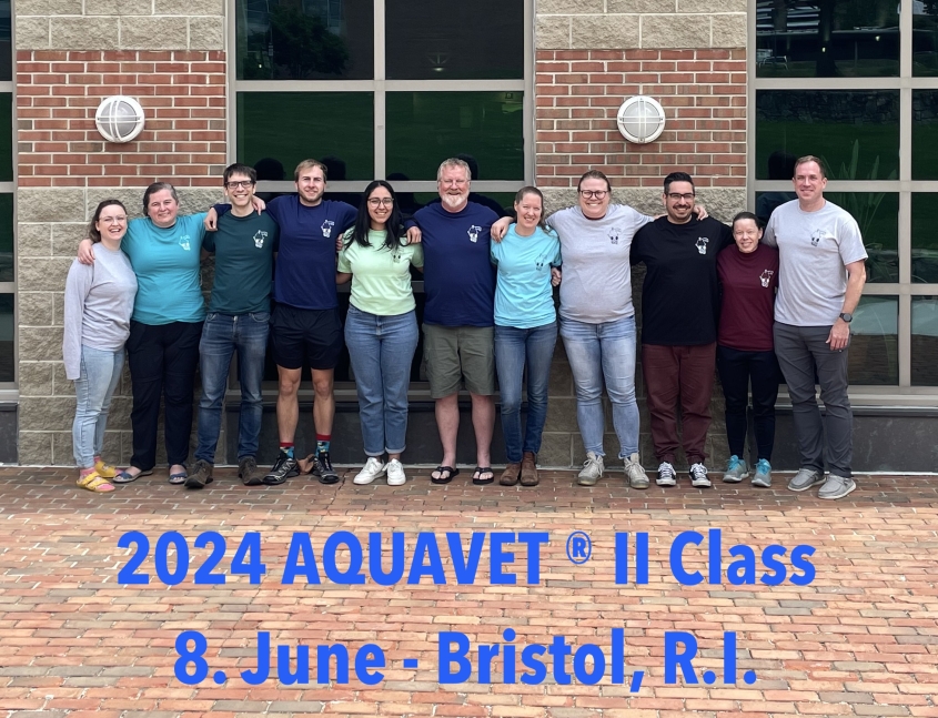 2024 AQUAVET 2 class photo in front of Marine Science Center in Bristol, Rhode Island