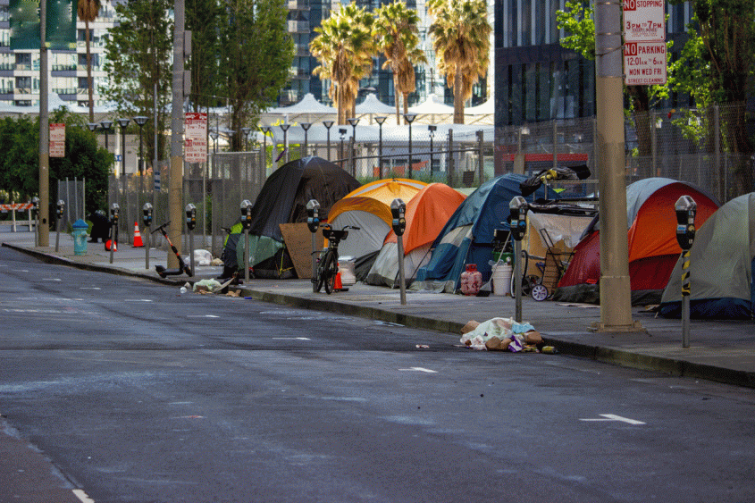 tents on a city street