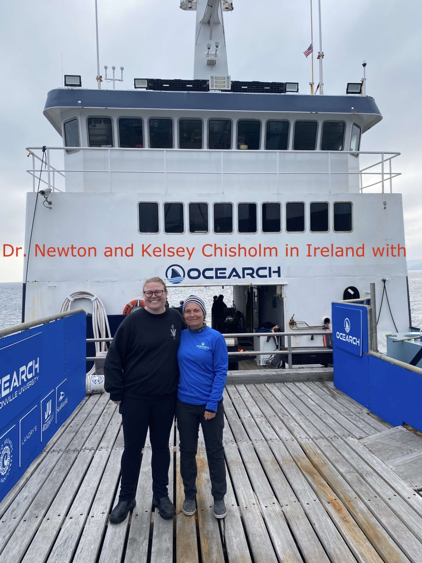 Dr. Newton and Kelsey Chisholm on Ocearch vessel in Ireland