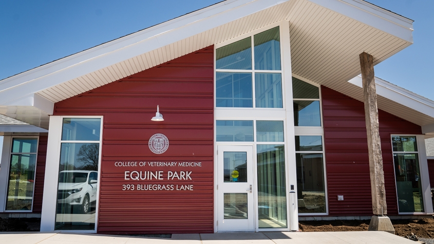 The front exterior of the new equine park building