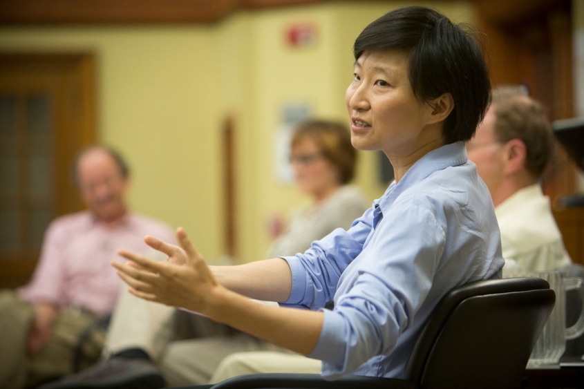 Panel member Dr. Xiaowei Zhuang discusses creativity at the Leadership Program workshop