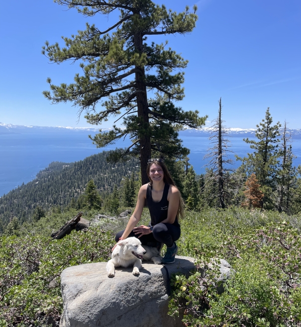 Kerstyn with dog in country